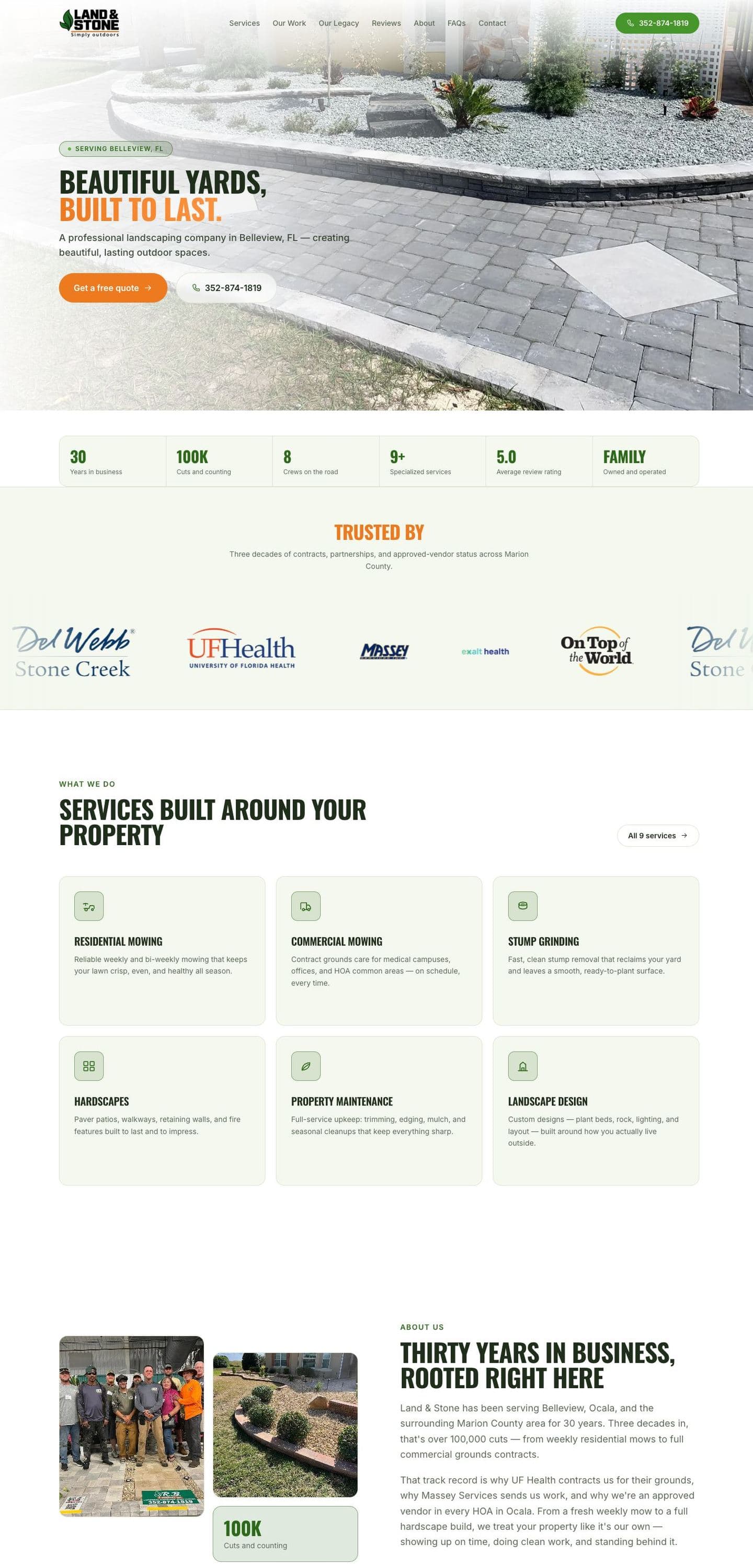 Land & Stone website, full page