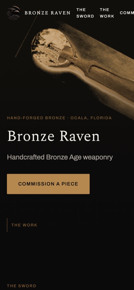 Bronze Raven website on a phone